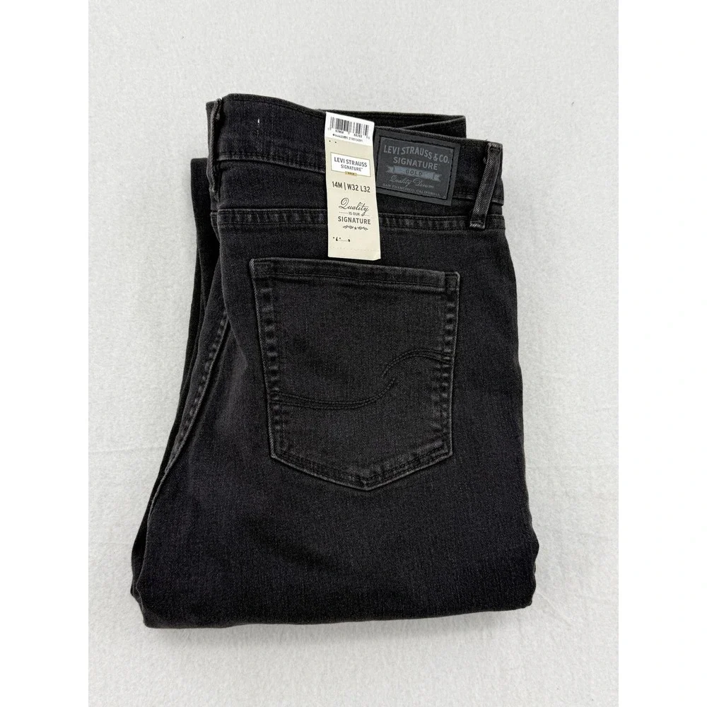 Levi Strauss Signature Gold Mid Rise Straight Jeans Dark Gray 14M W32 x L32